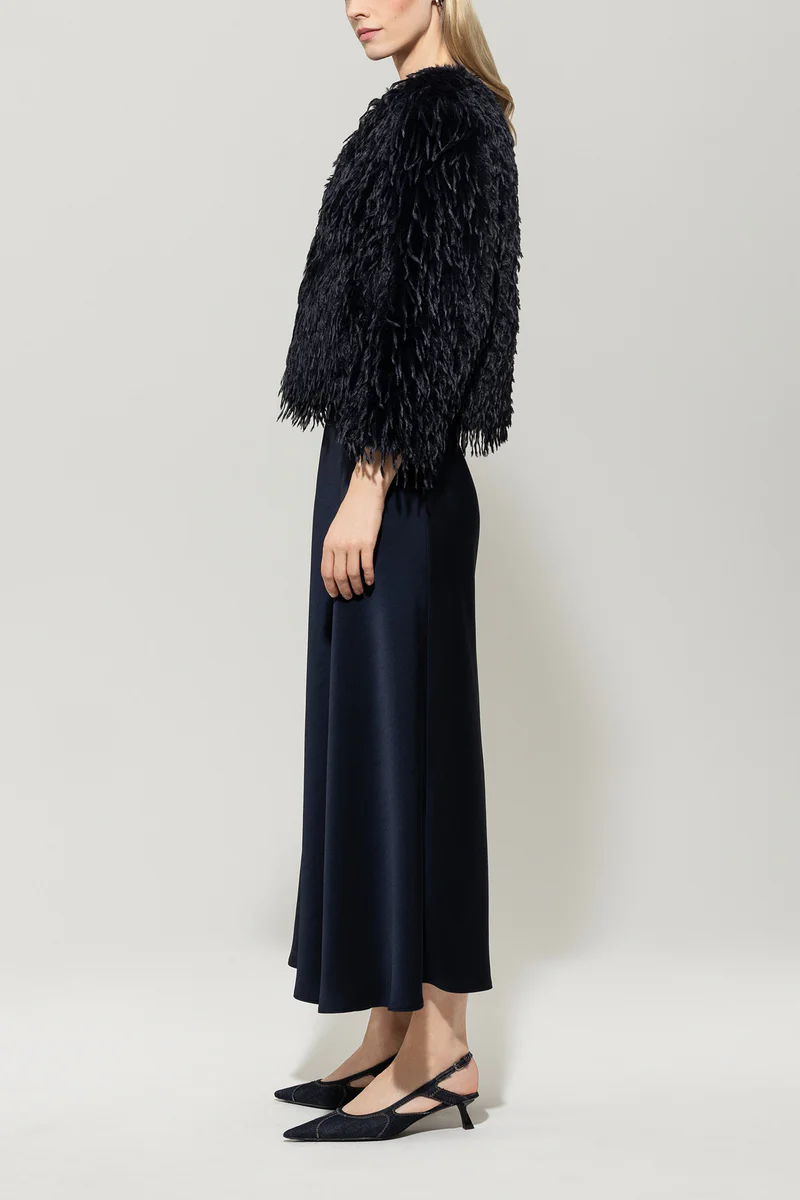 Jacke in Fell-Optik Dark Blue