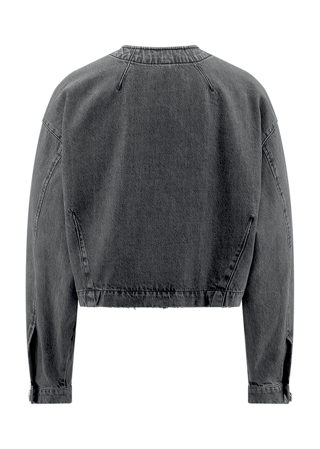 Cropped Jacke aus Denim Middle Grey