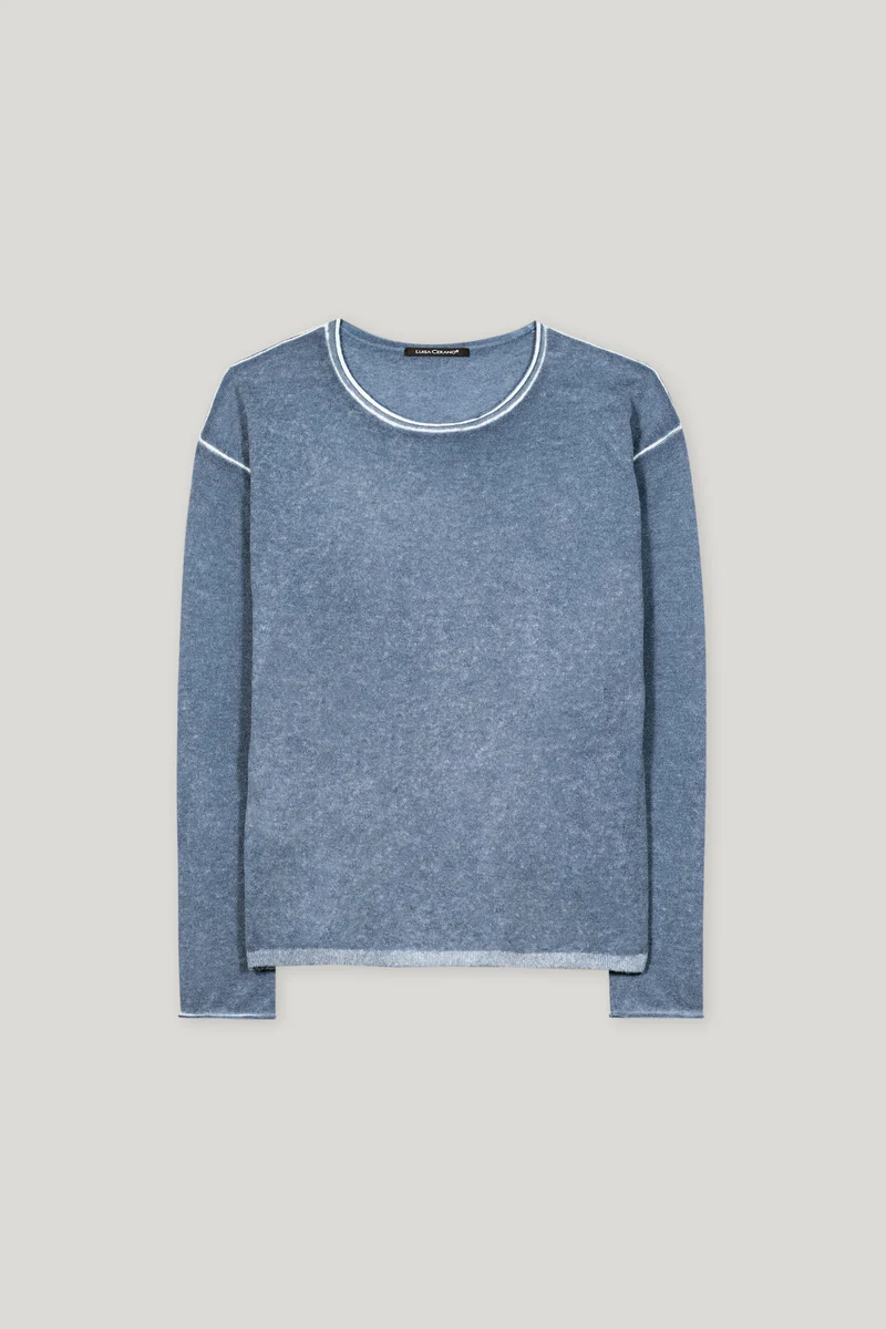 Feinstrick-Pullover Jeans Blau