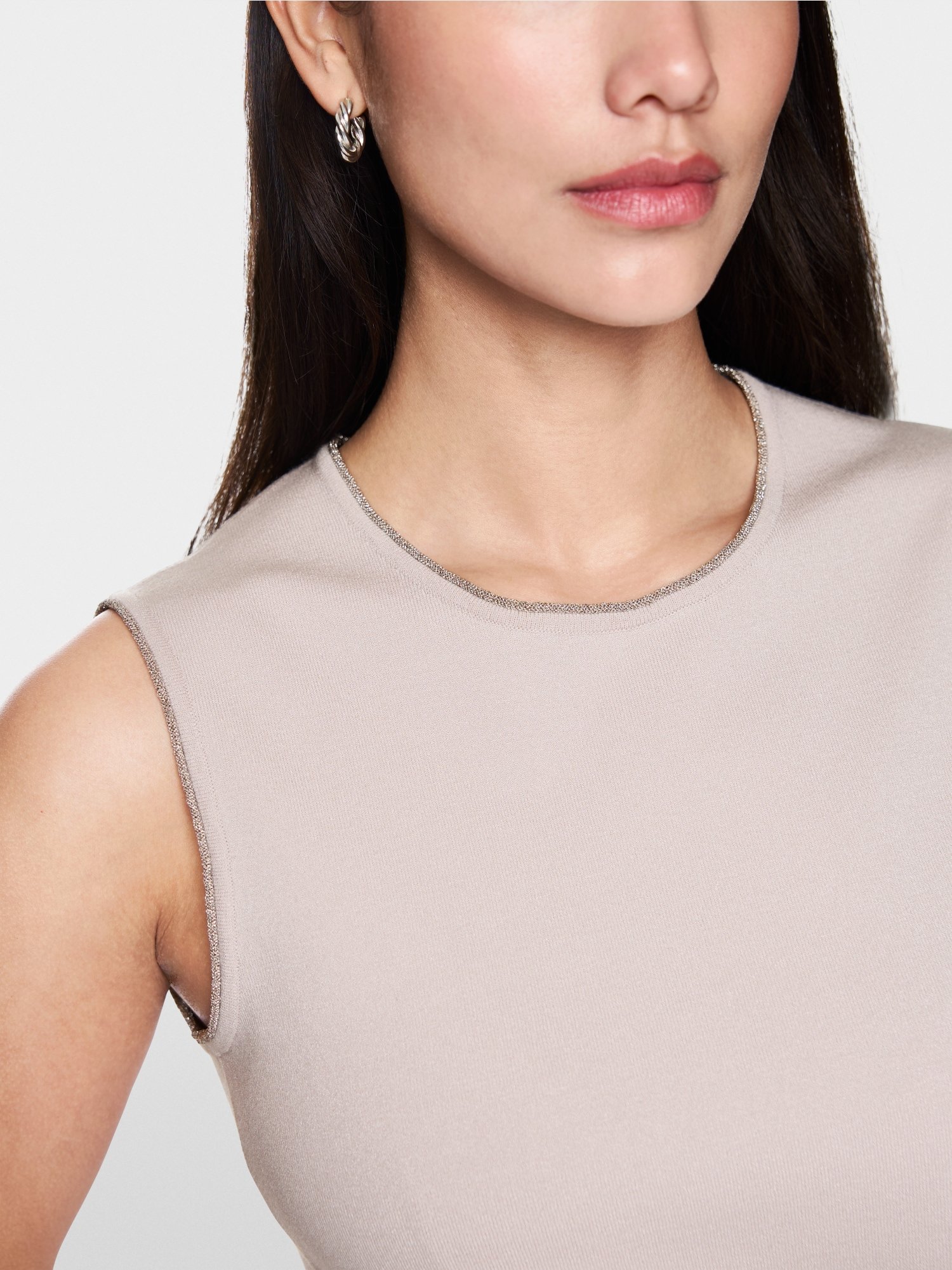 Feinstrick-Top Knitted in Germany Taupe