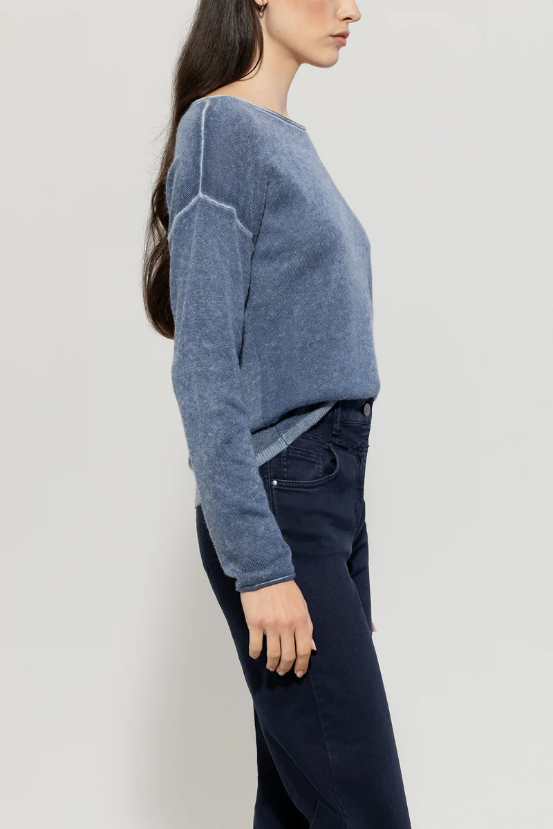 Feinstrick-Pullover Jeans Blau