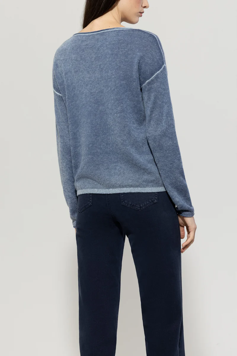 Feinstrick-Pullover Jeans Blau