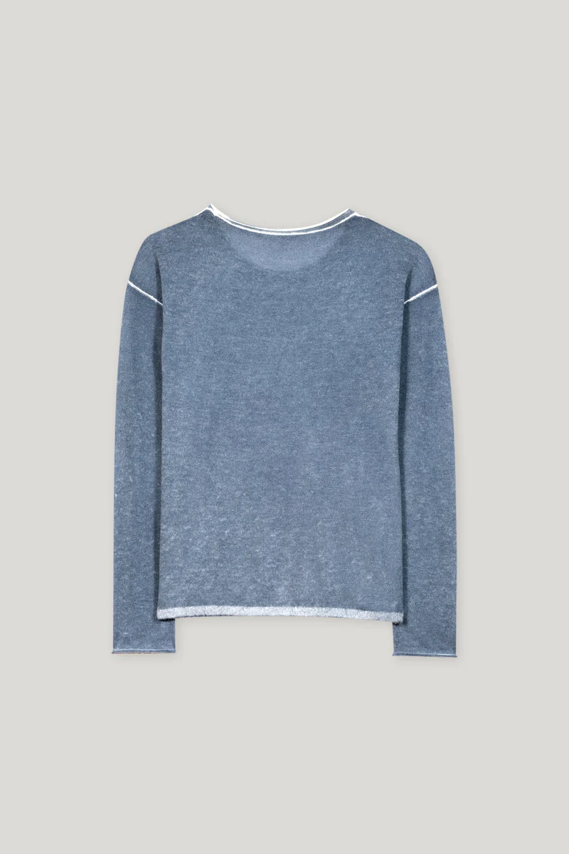 Feinstrick-Pullover Jeans Blau