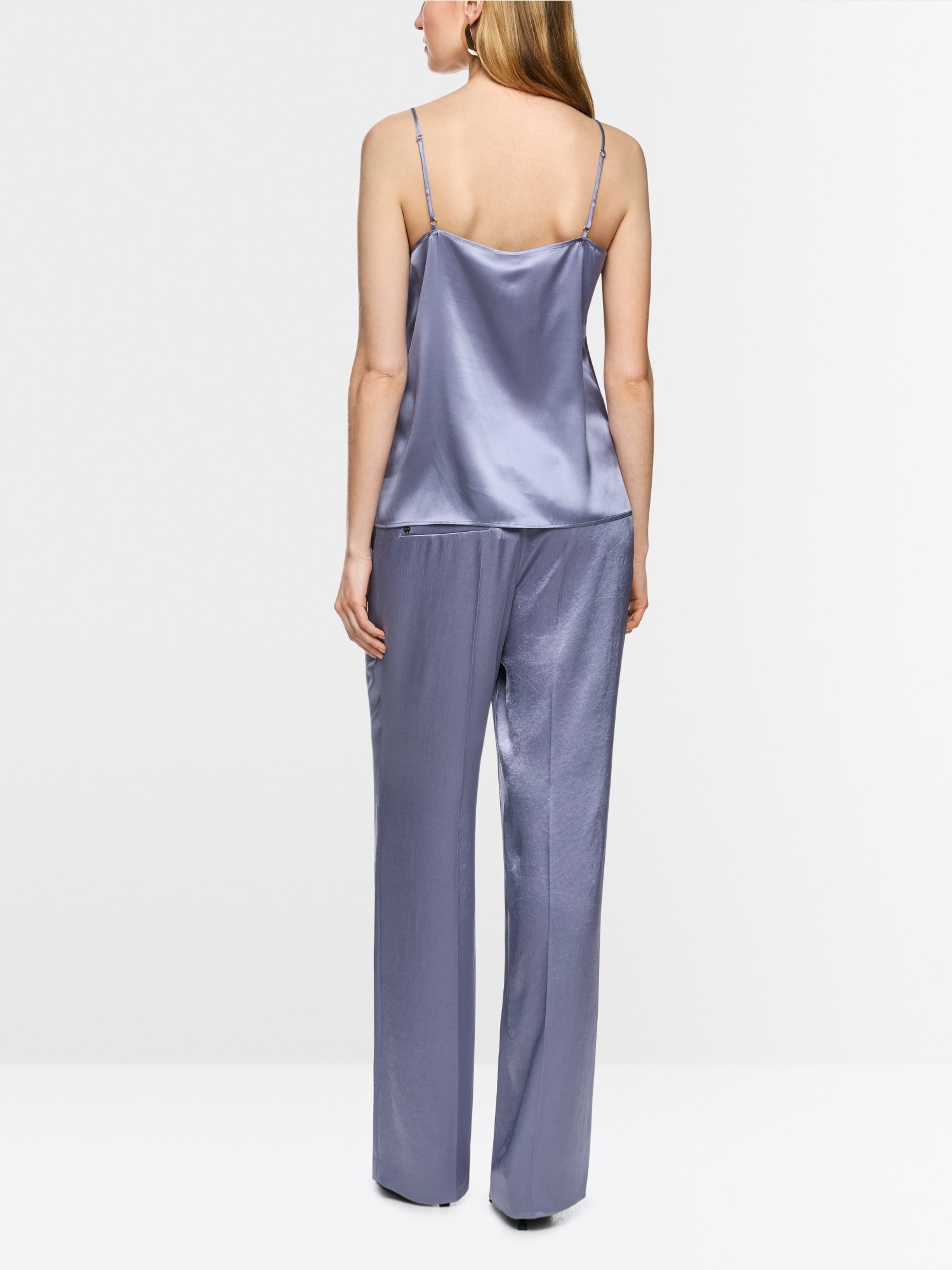 Seiden Top mit Spitze Blau-Violett