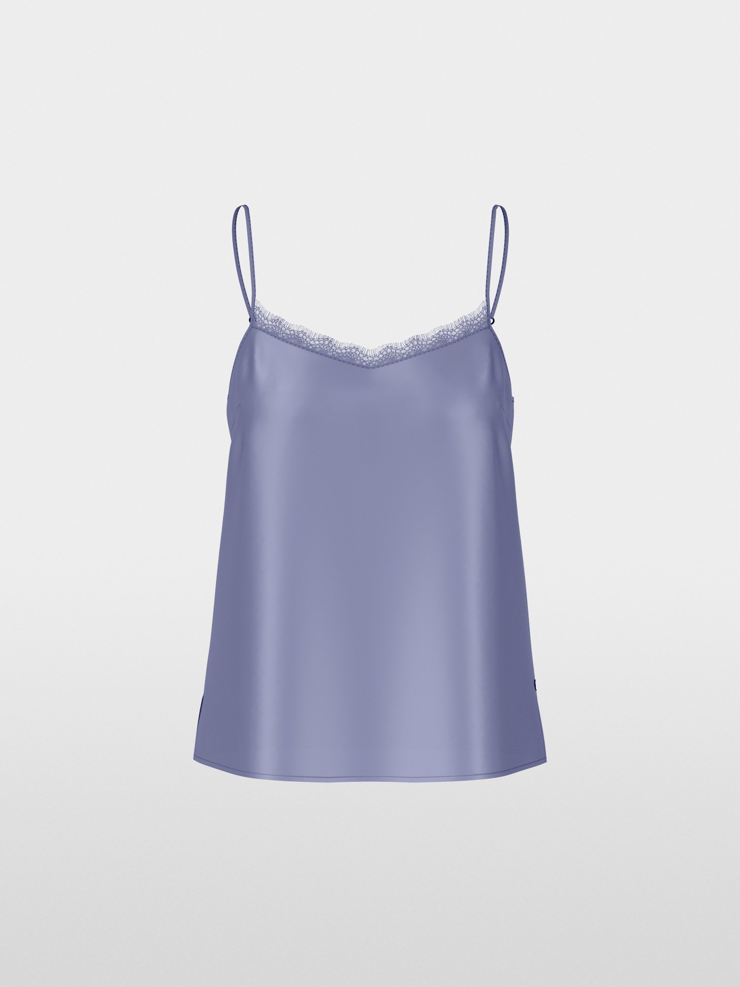 Seiden Top mit Spitze Blau-Violett