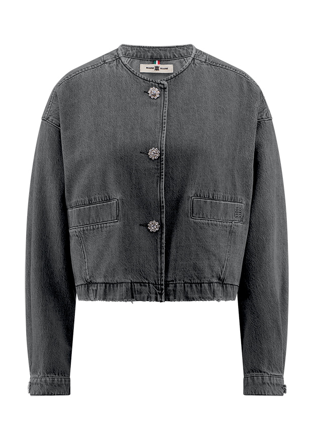 Cropped Jacke aus Denim Middle Grey