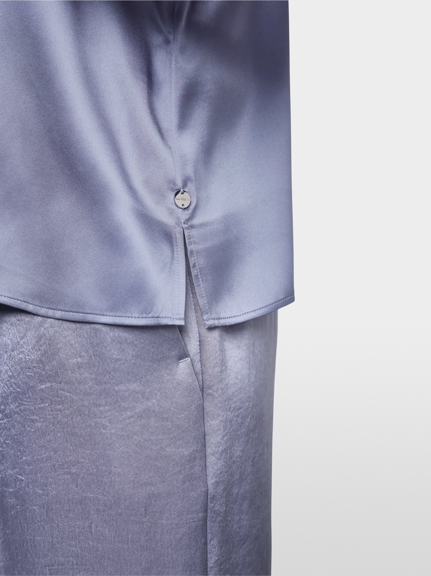 Seiden Top mit Spitze Blau-Violett