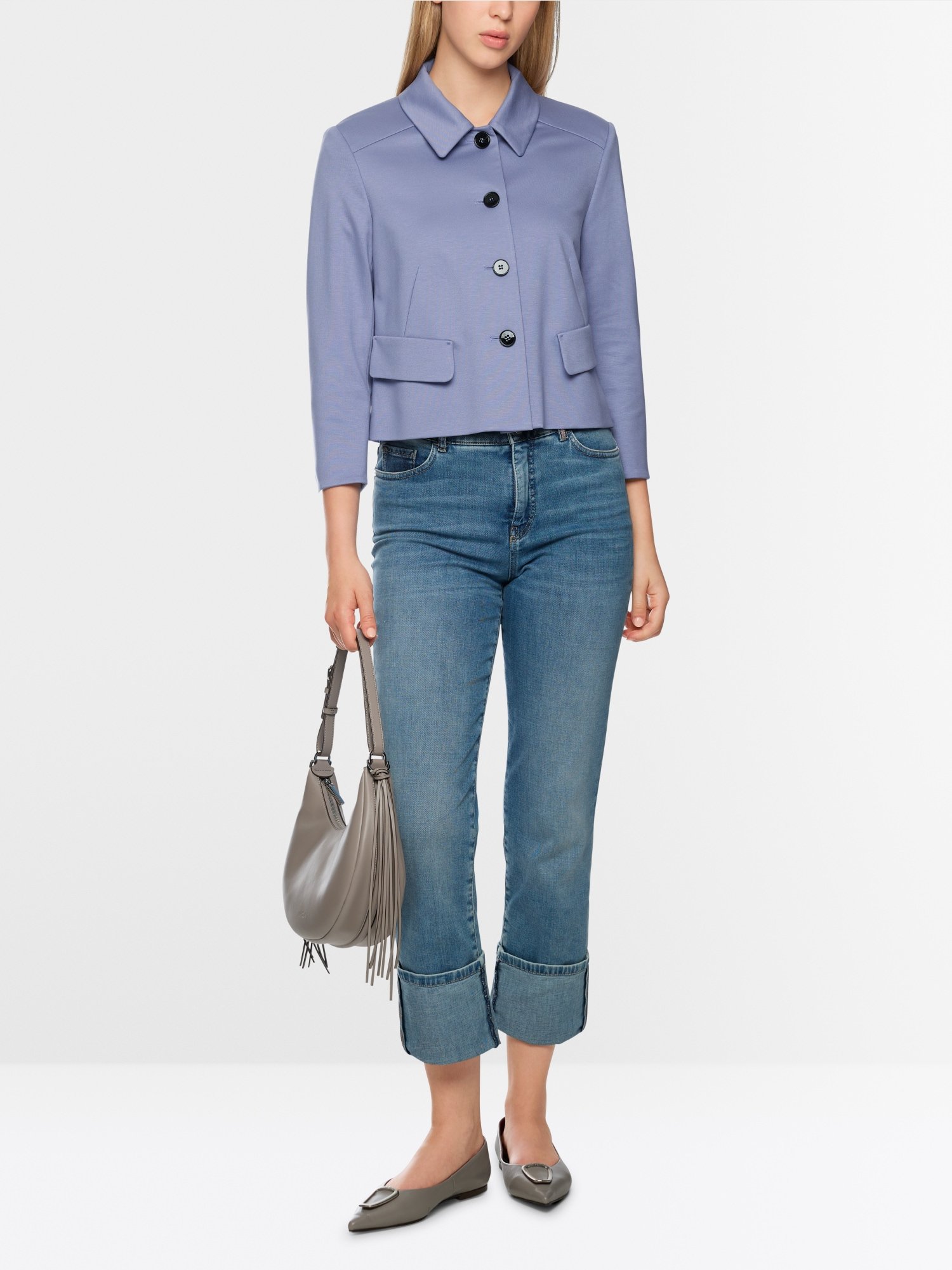 Kurzjacke mit Ärmelschlitzen Lavendel